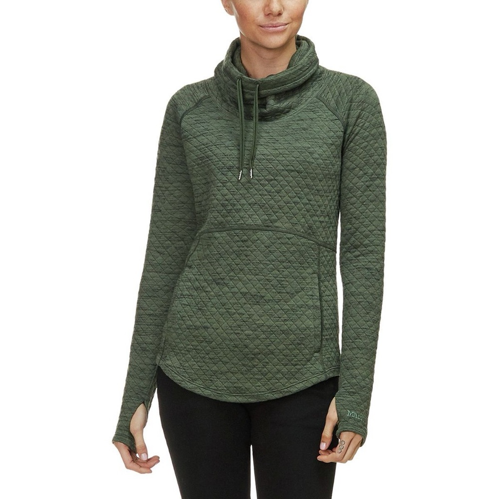 Marmot Women's Quilted Green Cowl Neck Sweater